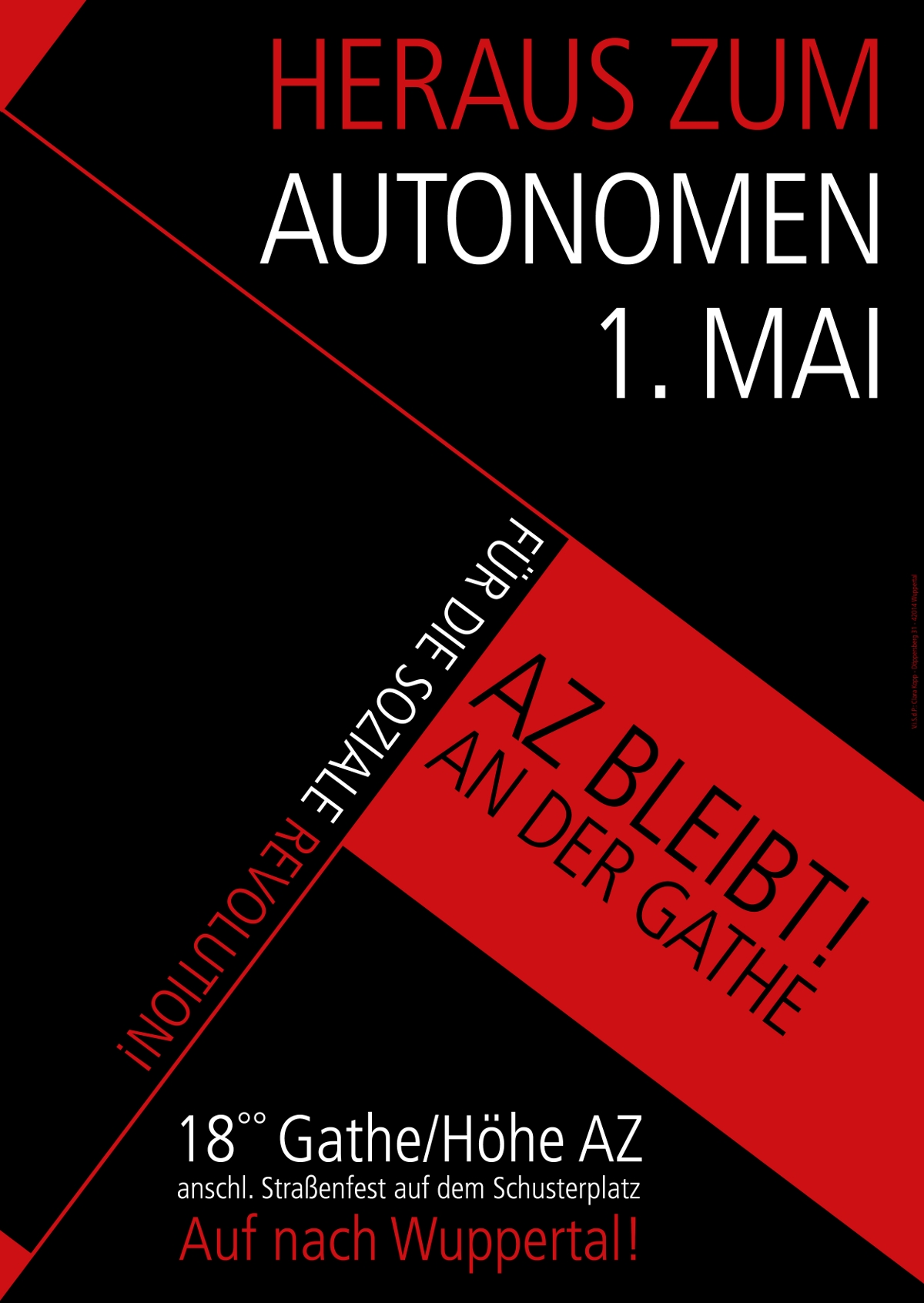 Plakat | Autonome 1.Mai Demo 2014 | Wuppertal