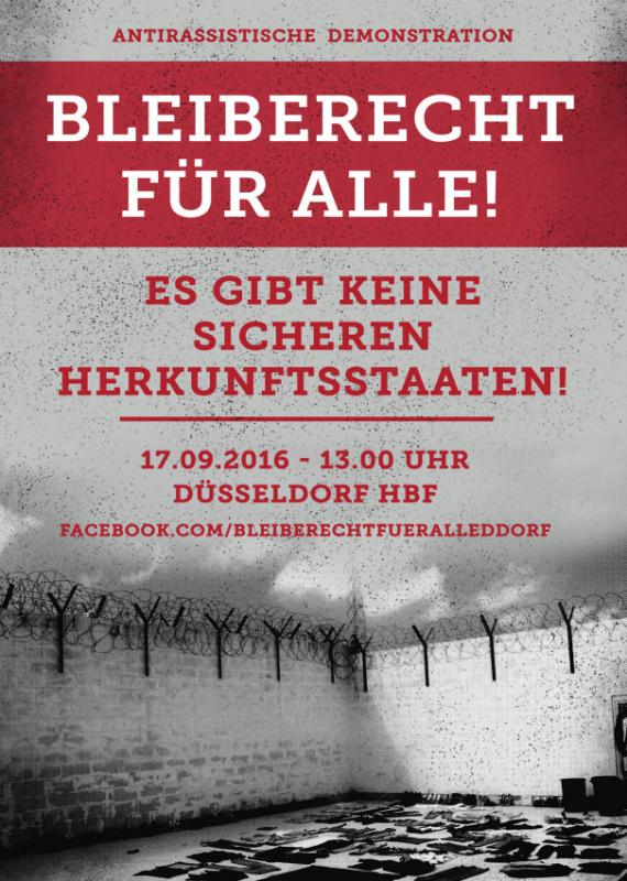 Bleiberecht für alle - Es gibt keine sicheren Herkunftsstaaten! | Demo am 17.9 in Düsseldorf